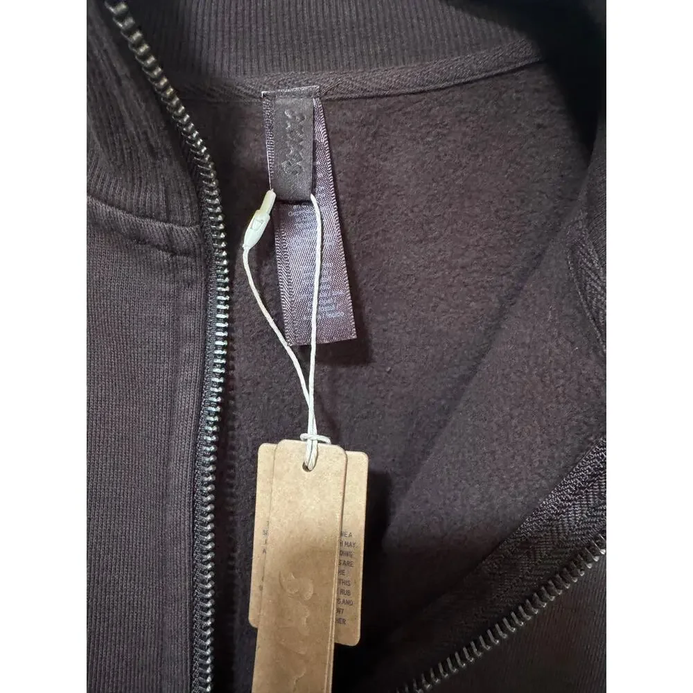 SKIMS Boyfriend Slouchy Quarter Zip Oversized Sweater Large Color Espresso - Picture 8 of 9
